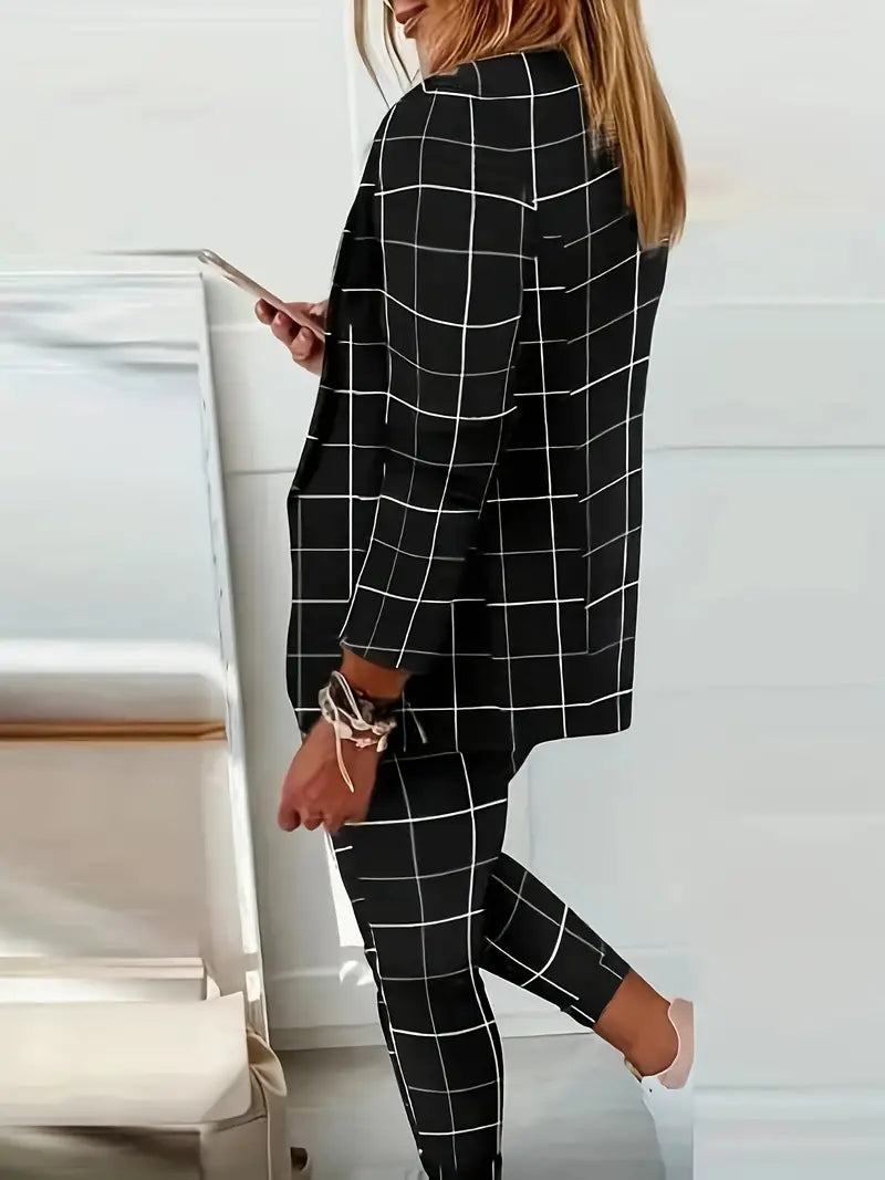 Fuse | Damen Blazer und Hose Set im Karomuster