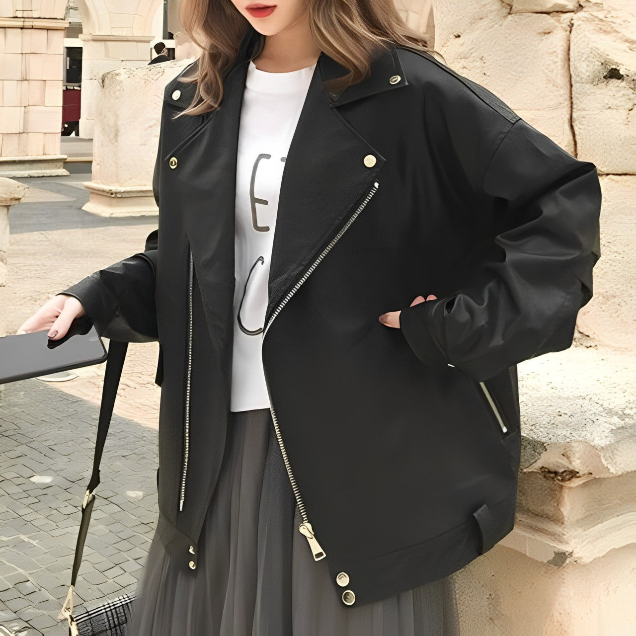 Chicweave | Lässige PU-Leder-Zip-Up Jacke für Frauen