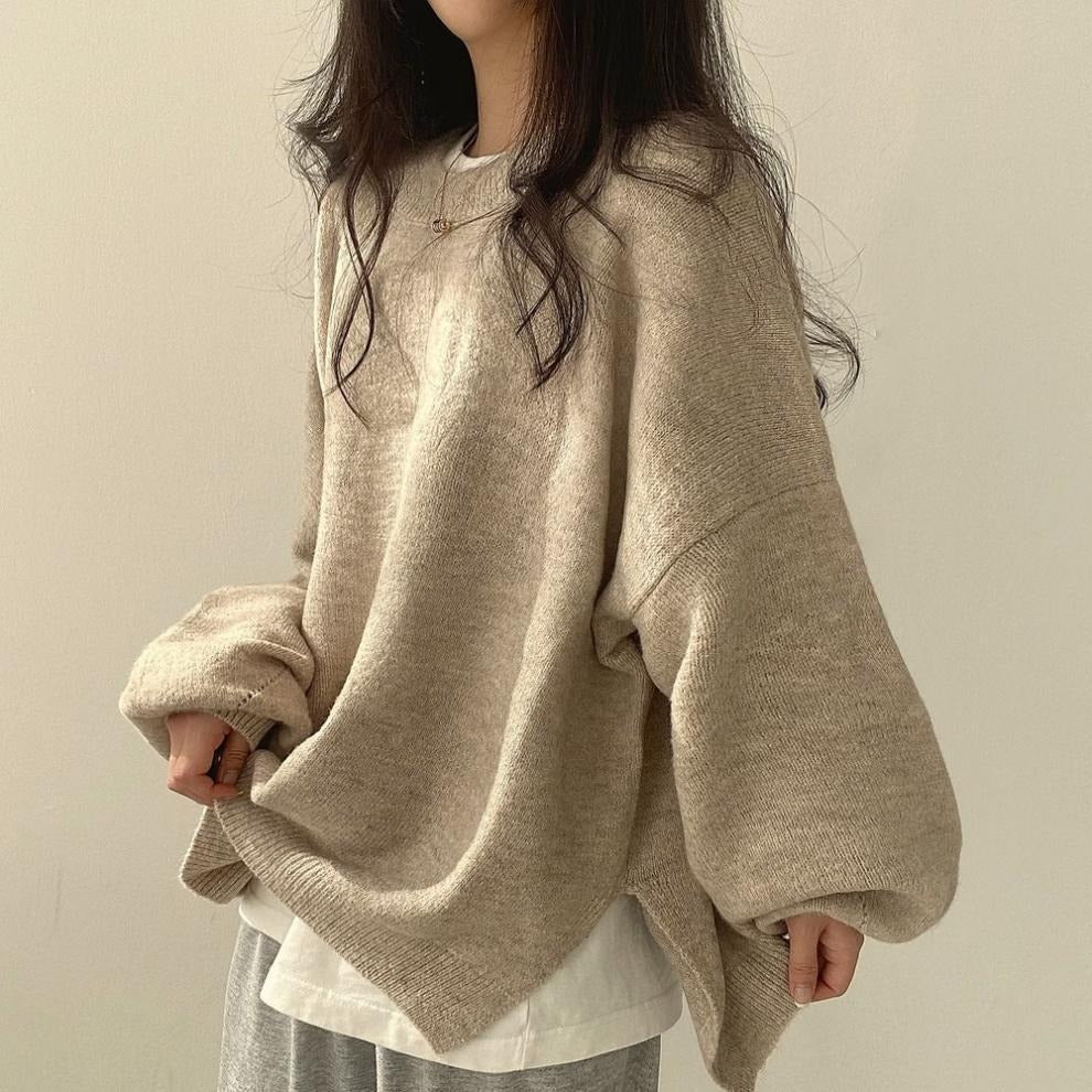 KnitEase | Laternenärmel Strickpullover für Damen