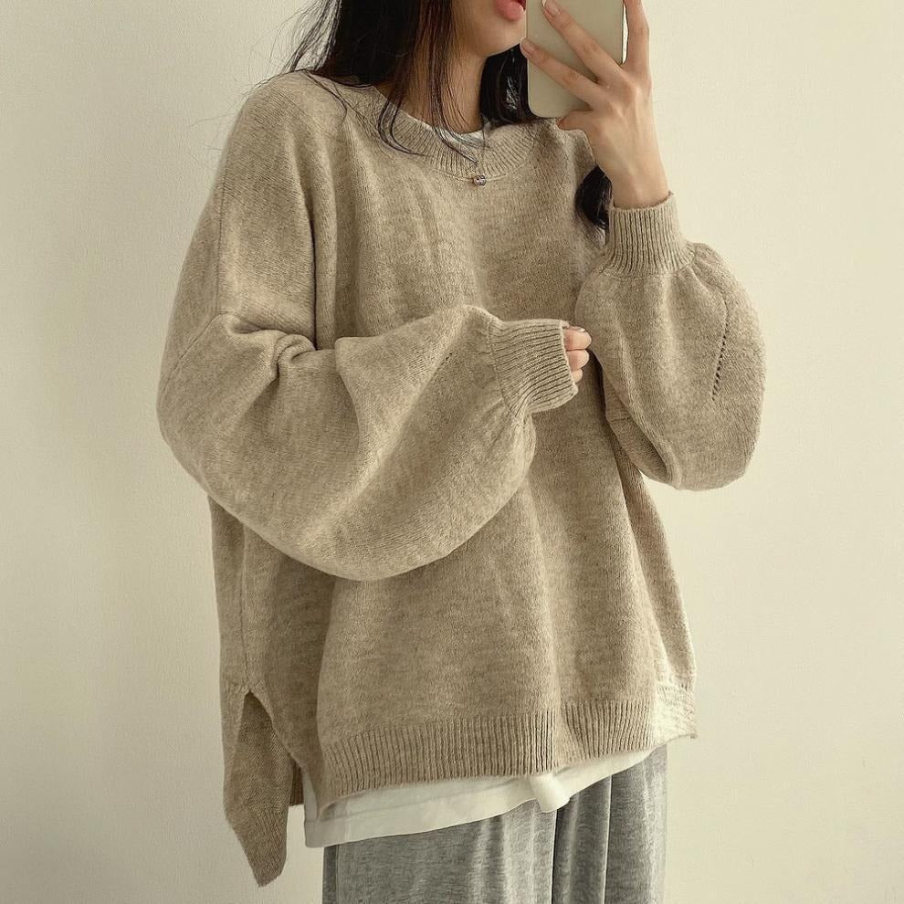 KnitEase | Laternenärmel Strickpullover für Damen