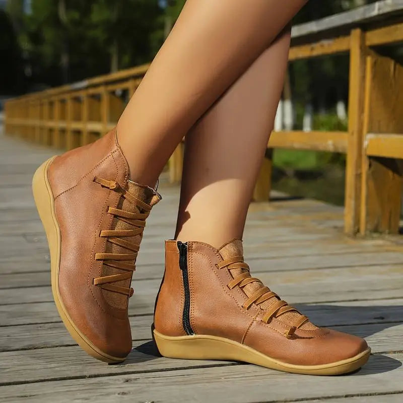 Yarnix | Damen-Schnürstiefeletten mit Reißverschluss und stilvollem, modernem Design