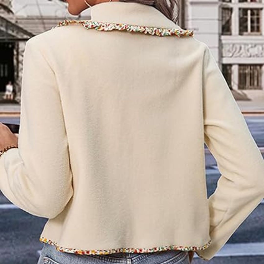 Liora | Leinen-Kurzjacke mit Knopfleiste & Farbakzenten