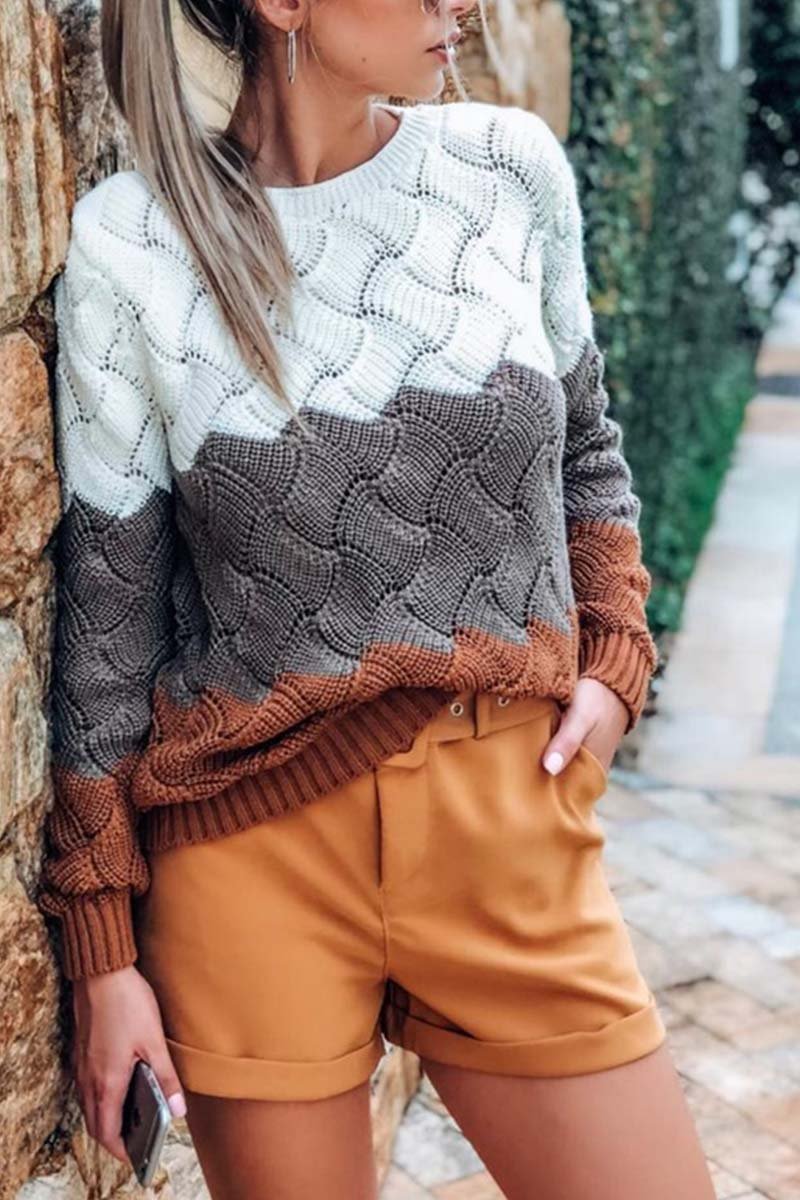 Elara | Stylischer Colorblock-Strickpullover