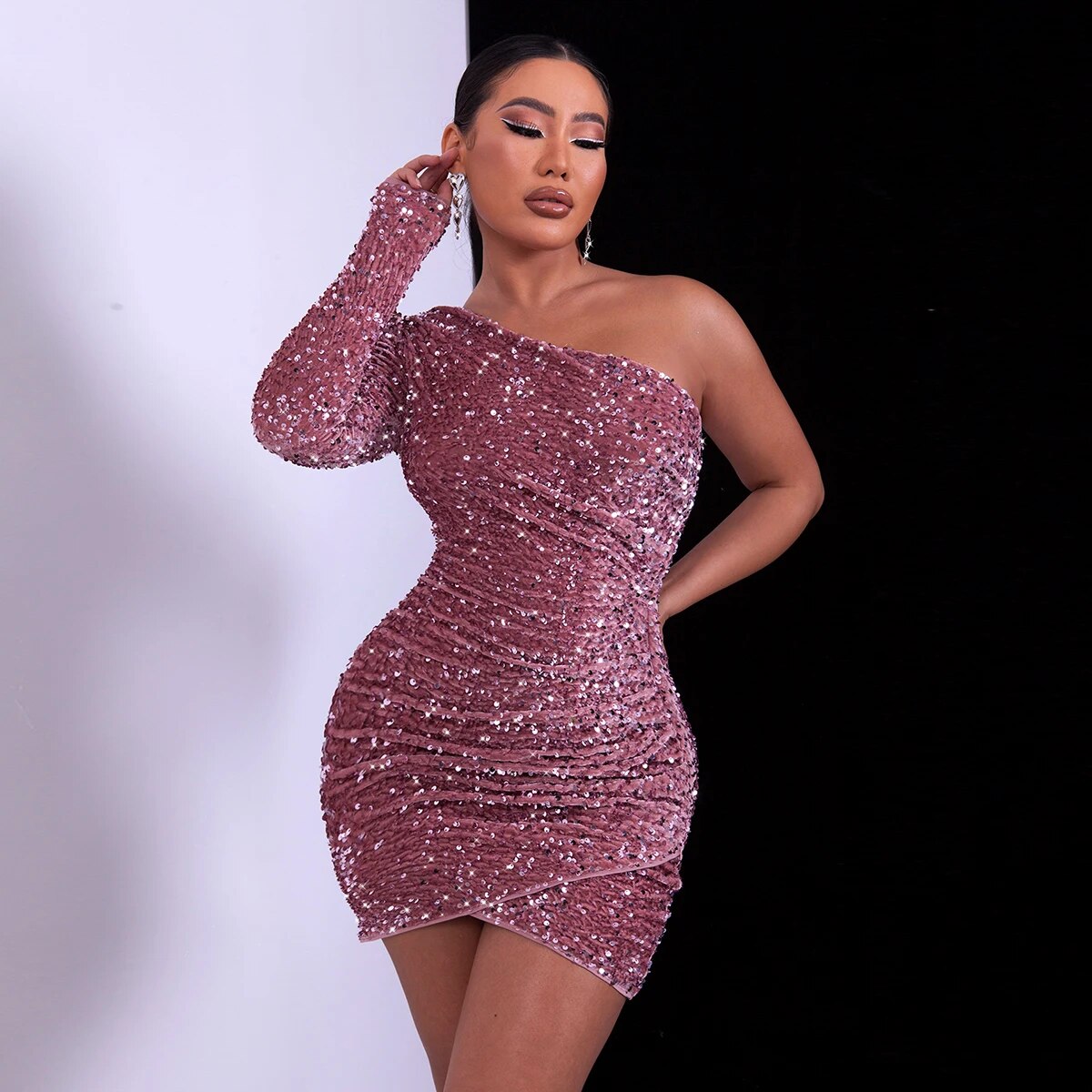 Serenza | Funkelndes Ein-Schulter-Kleid für besondere Anlässe