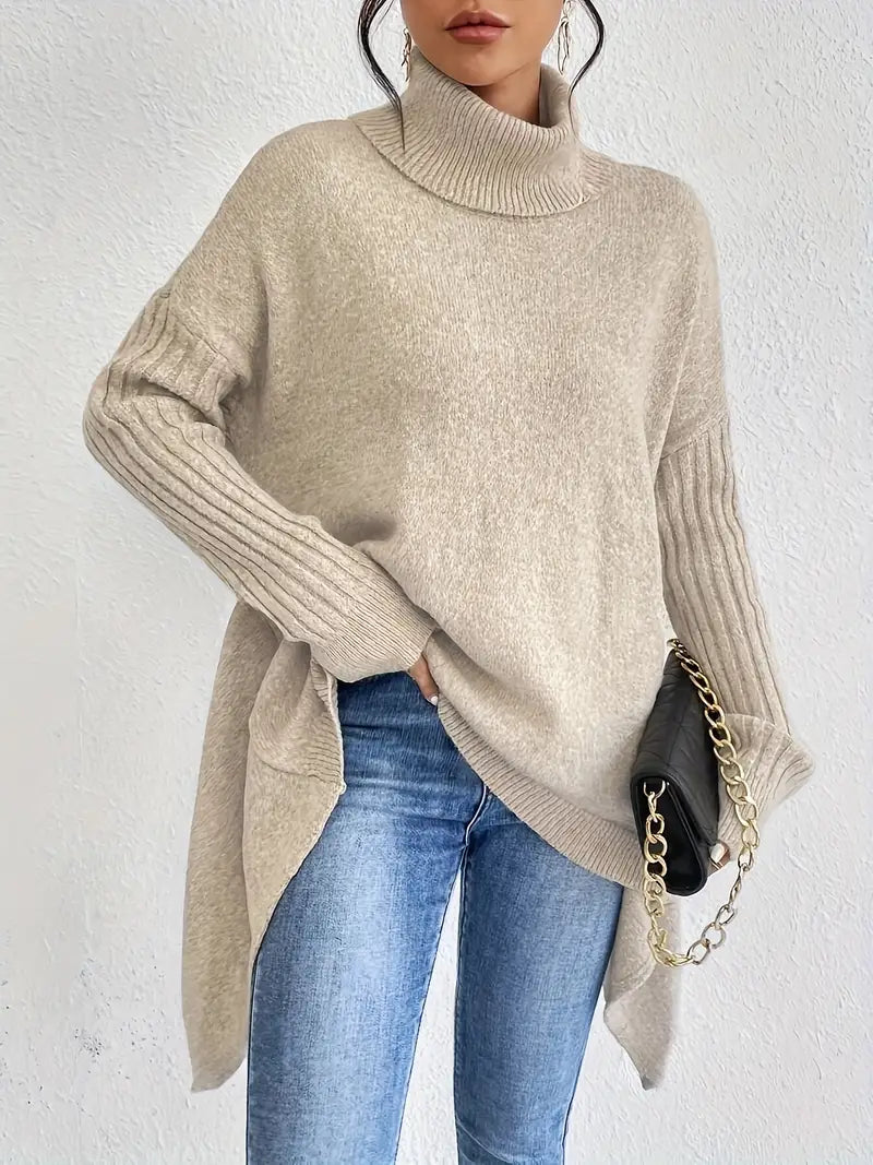 FrostEdge | Stylischer Rollkragenpullover mit abfallendem Saum