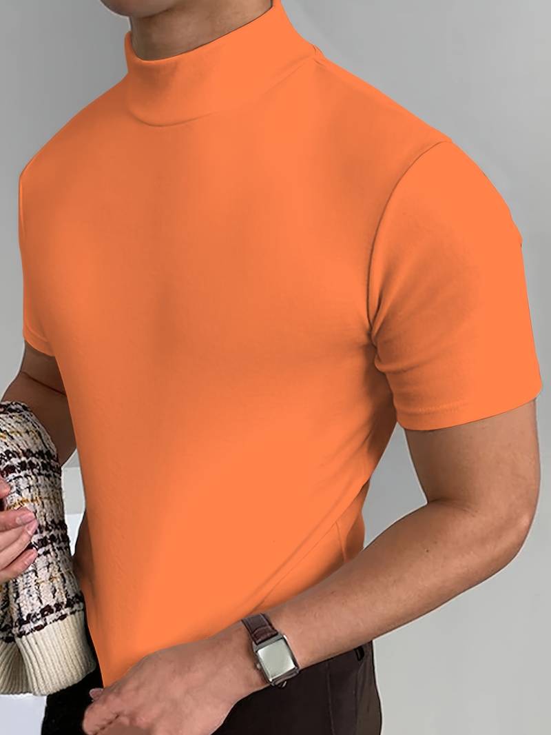 Glamora | Anspruchsvolles T-Shirt mit hohem Kragen und schmaler Passform