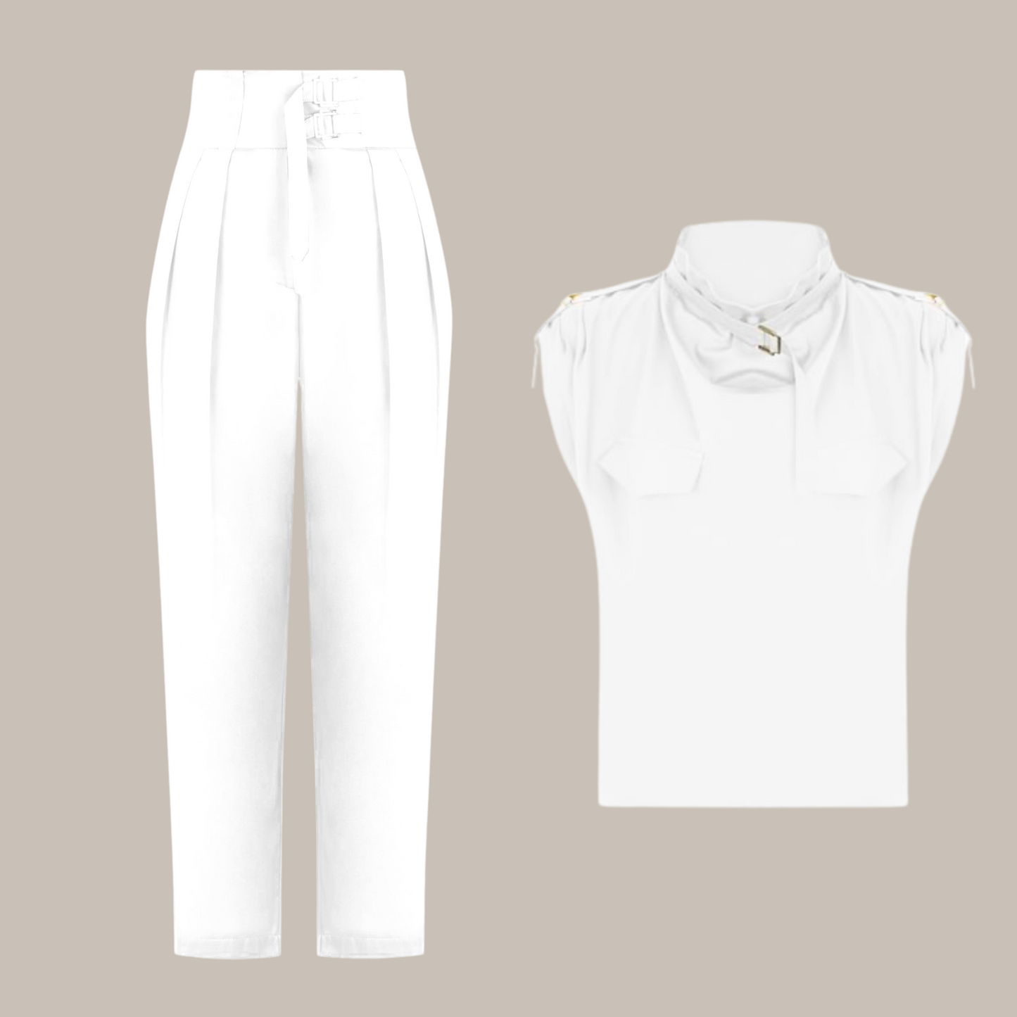 Flexis | Eleganter Damen-Zweiteiler mit Rollkragen und hoch taillierter Hose