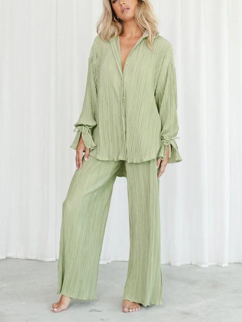 Trivana | Elegantes langärmeliges Button-Down-Hemd mit geradem Schnitt und stilvollen Hosenbeinen