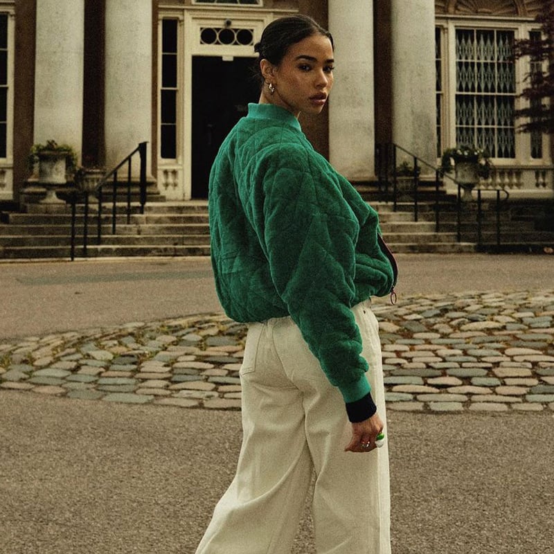 Vervé | Damen Baseballjacke mit Rundhalsausschnitt und Diamantreißverschluss