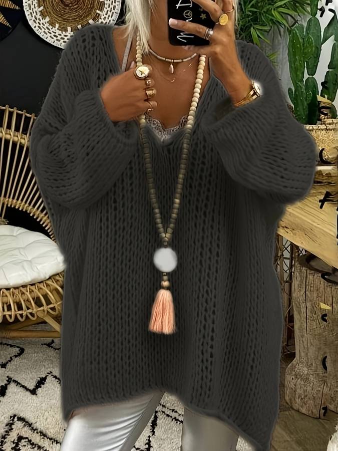 Chillax | Oversized Strickpullover mit V-Ausschnitt und lockerem Schnitt