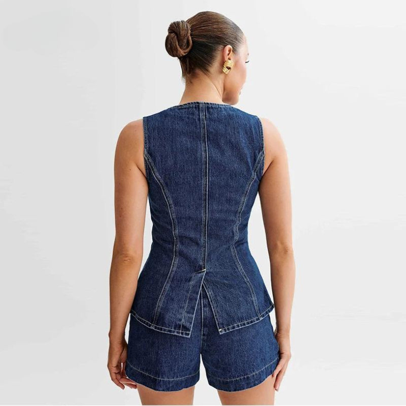 Floriel | Elegantes Zweiteiliges Denim-Set für Damen