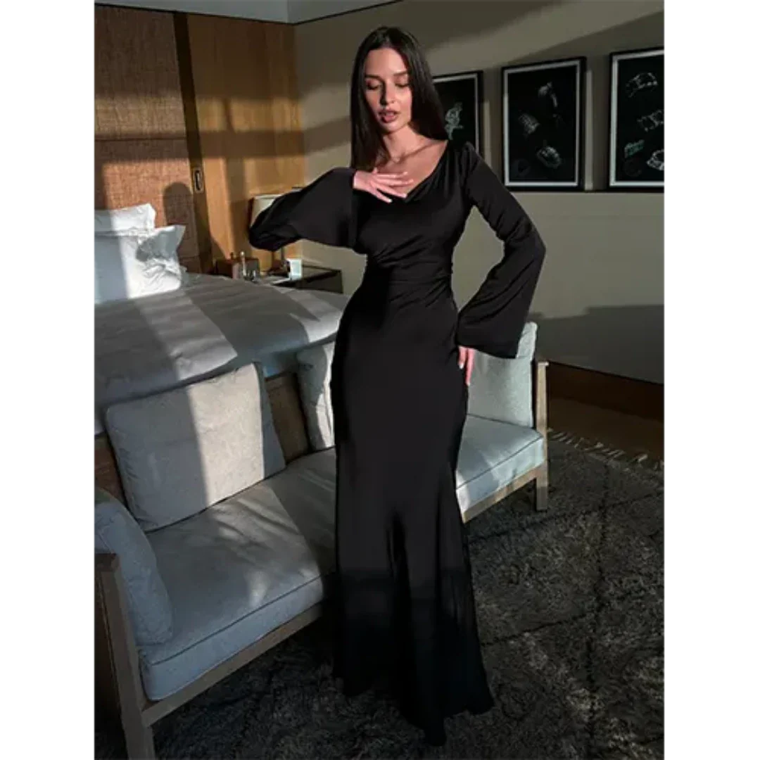 Flare | Elegantes Maxikleid mit vollen Ärmeln für Frauen