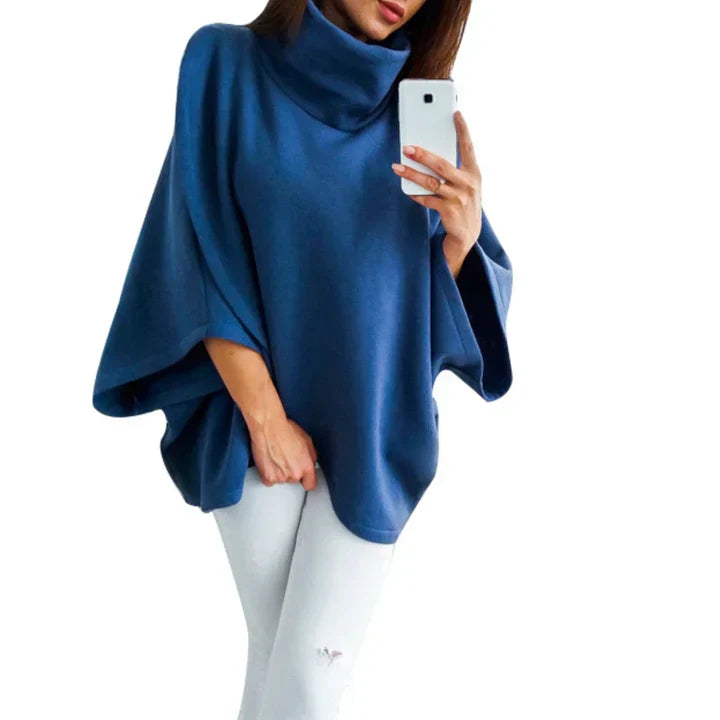 Celdara | Damen Rollkragenpullover mit Fledermausärmeln und asymmetrischem Schnitt