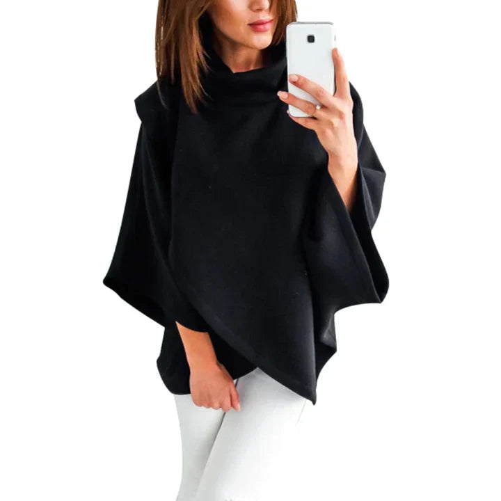 Celdara | Damen Rollkragenpullover mit Fledermausärmeln und asymmetrischem Schnitt