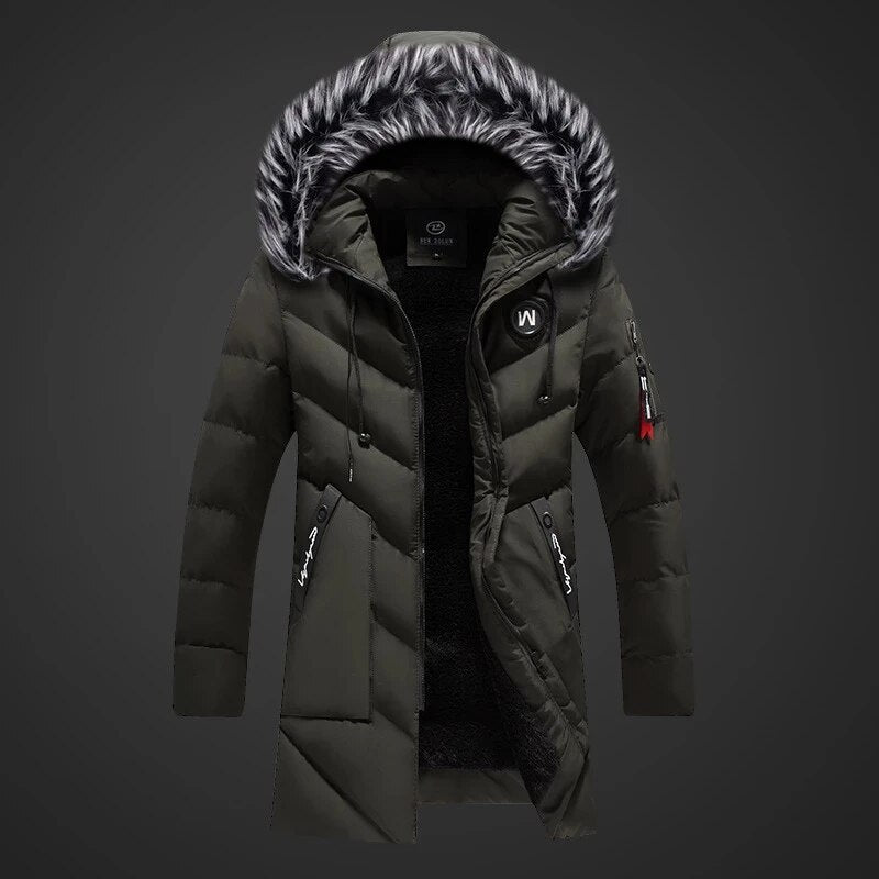 Warmthix | Langer Herren-Wintermantel mit Kapuze