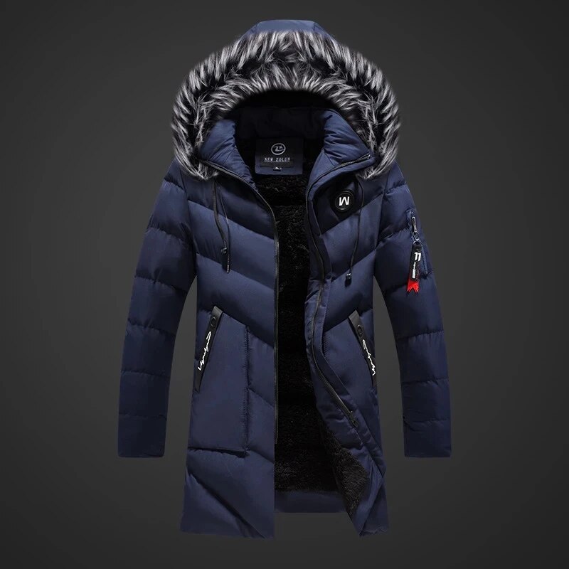 Warmthix | Langer Herren-Wintermantel mit Kapuze