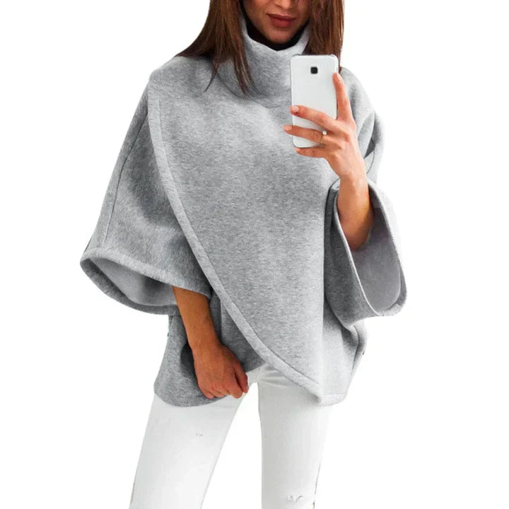 Celdara | Damen Rollkragenpullover mit Fledermausärmeln und asymmetrischem Schnitt