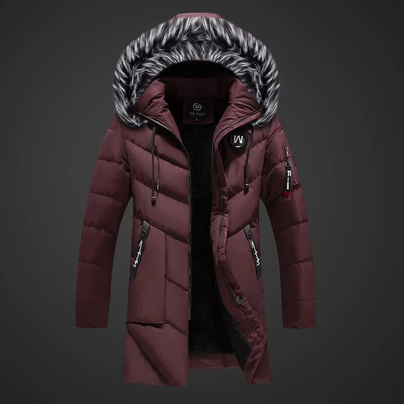 Warmthix | Langer Herren-Wintermantel mit Kapuze