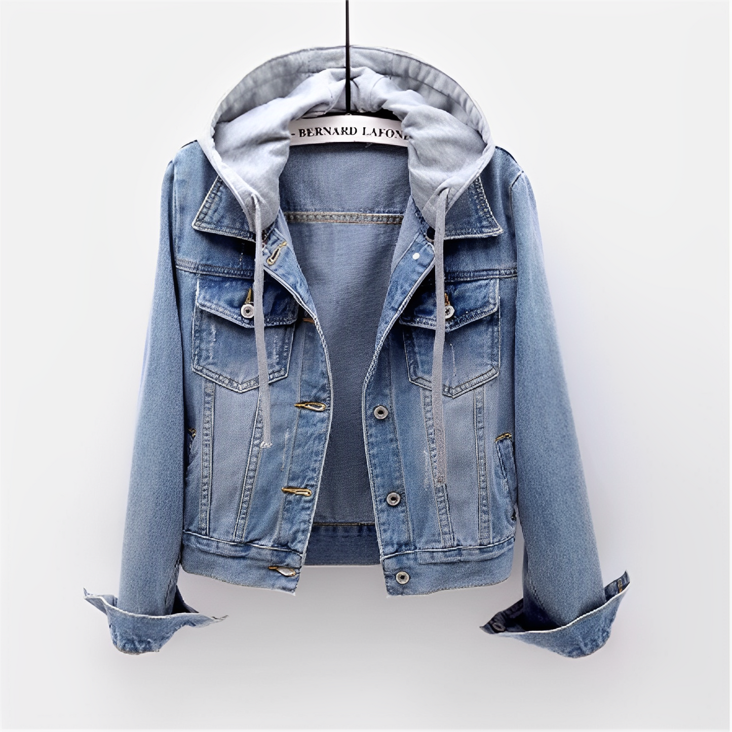 Denova | Elegante langärmelige Jeansjacke mit Kapuze