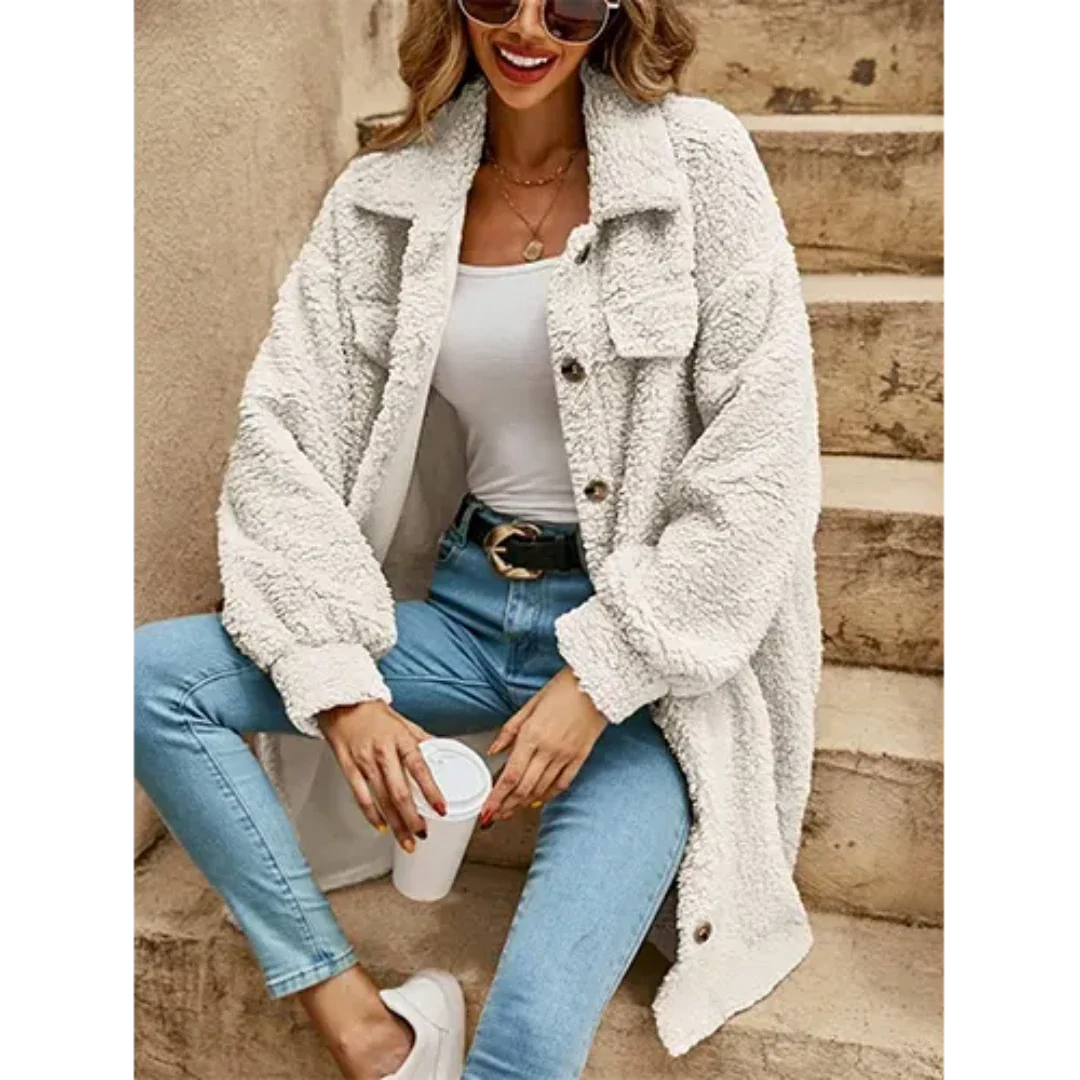 Serene | Elegante Lange Button - Down Jacke für Frauen