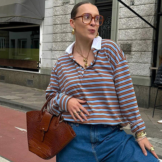 Gracelle | Gestreiftes langärmeliges T-Shirt mit lockerer Passform