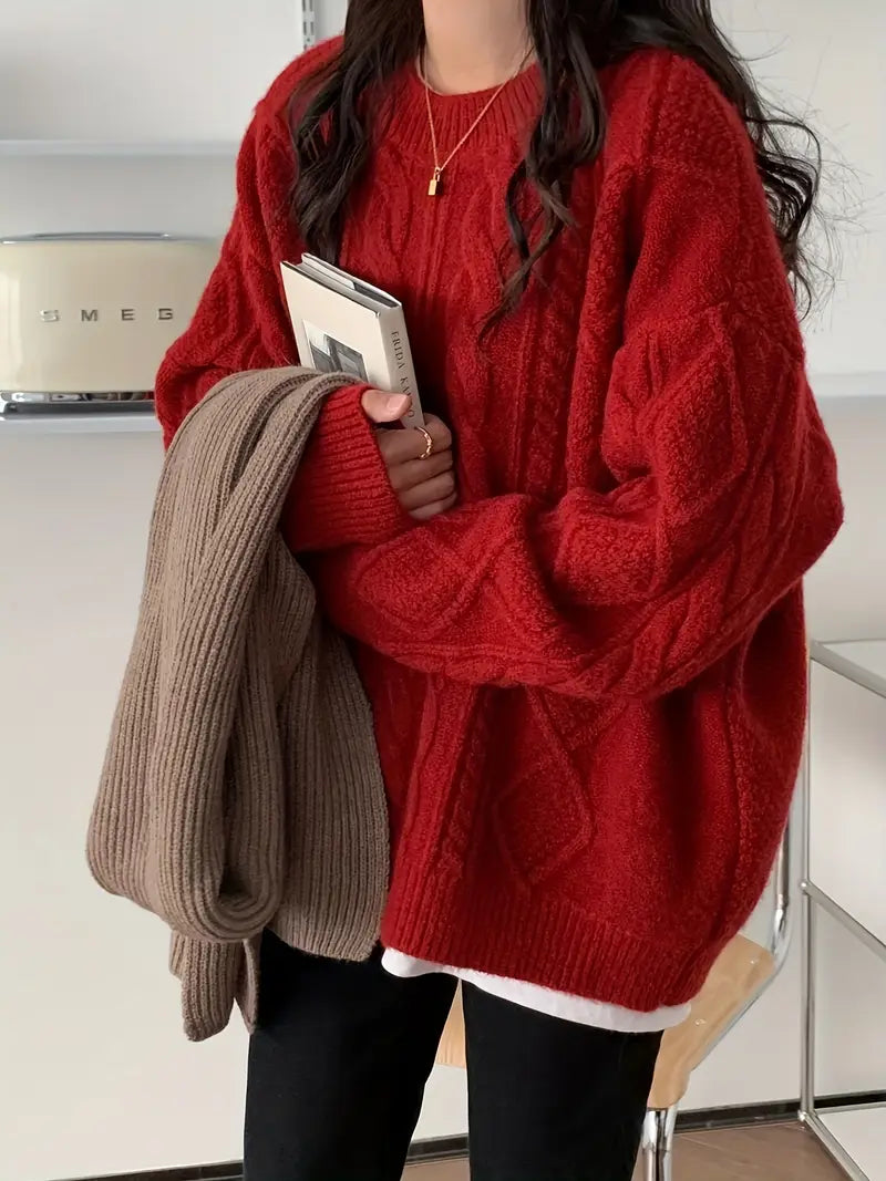 Mysteva | Roter Pullover mit Rundhalsausschnitt