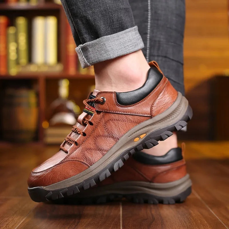 Hygrel | Isolierte Ledersneakers mit Schnürsenkeln für Herren