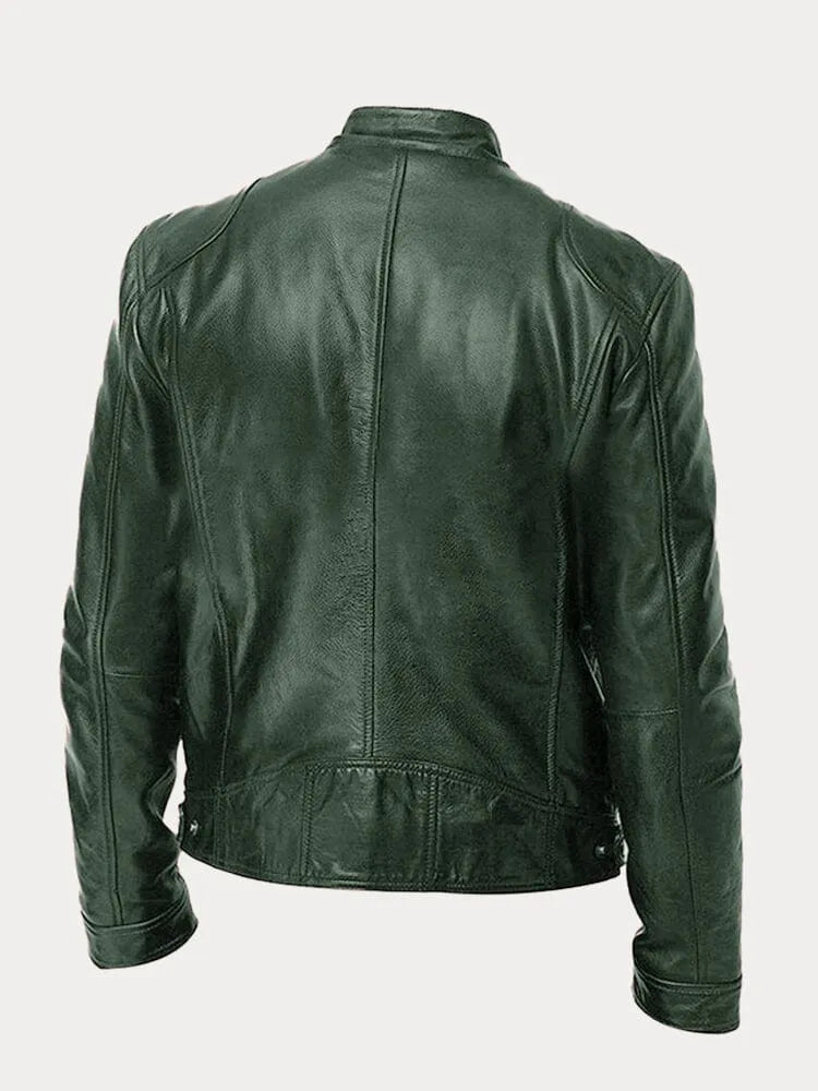 Coldura | Herren Zip-Up Leder-Motorradjacke mit praktischen Reißverschlusstaschen – Robustes Design für Stil und Funktion