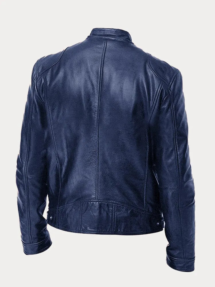 Coldura | Herren Zip-Up Leder-Motorradjacke mit praktischen Reißverschlusstaschen – Robustes Design für Stil und Funktion