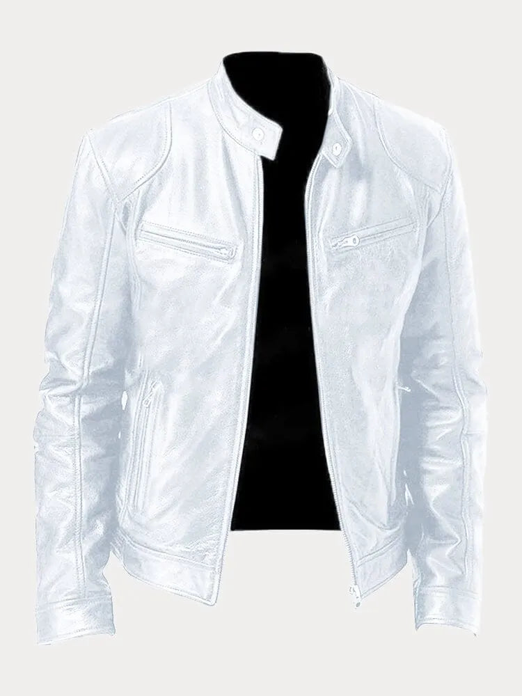 Coldura | Herren Zip-Up Leder-Motorradjacke mit praktischen Reißverschlusstaschen – Robustes Design für Stil und Funktion