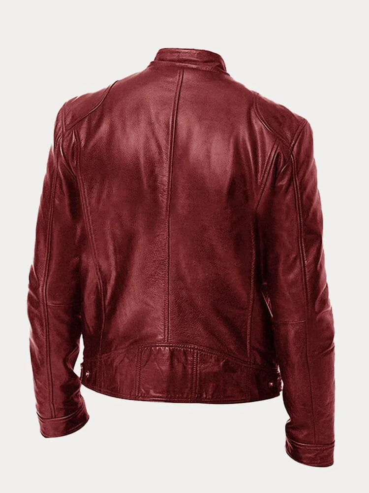 Coldura | Herren Zip-Up Leder-Motorradjacke mit praktischen Reißverschlusstaschen – Robustes Design für Stil und Funktion