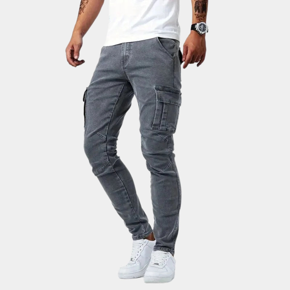 Envelur | Stilvolle Light Wash Slim Fit Cargo Jeans für Männer