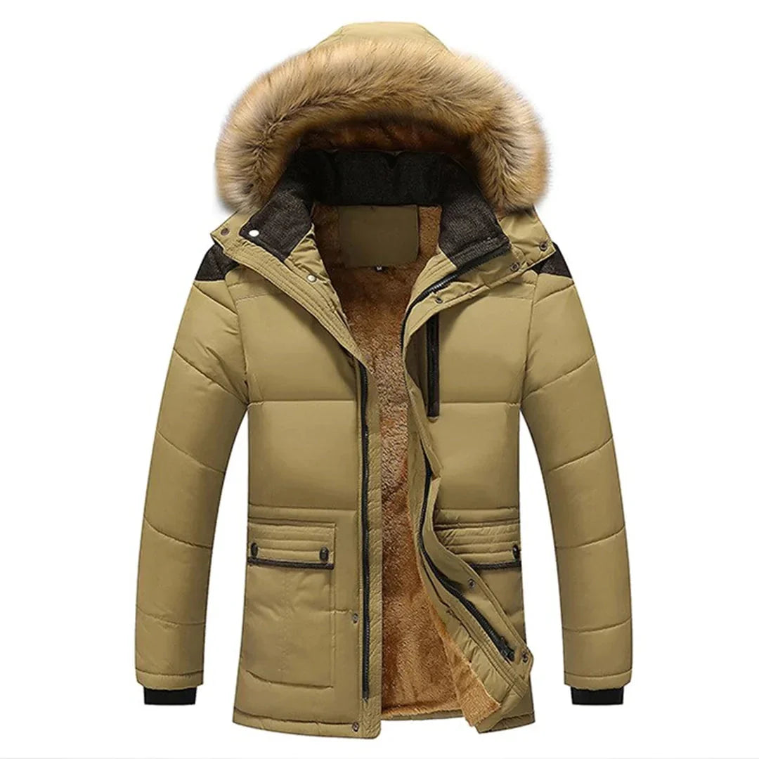 Mist- Herren wasserdichter Winterparka mit Fellkapuze – isoliert.