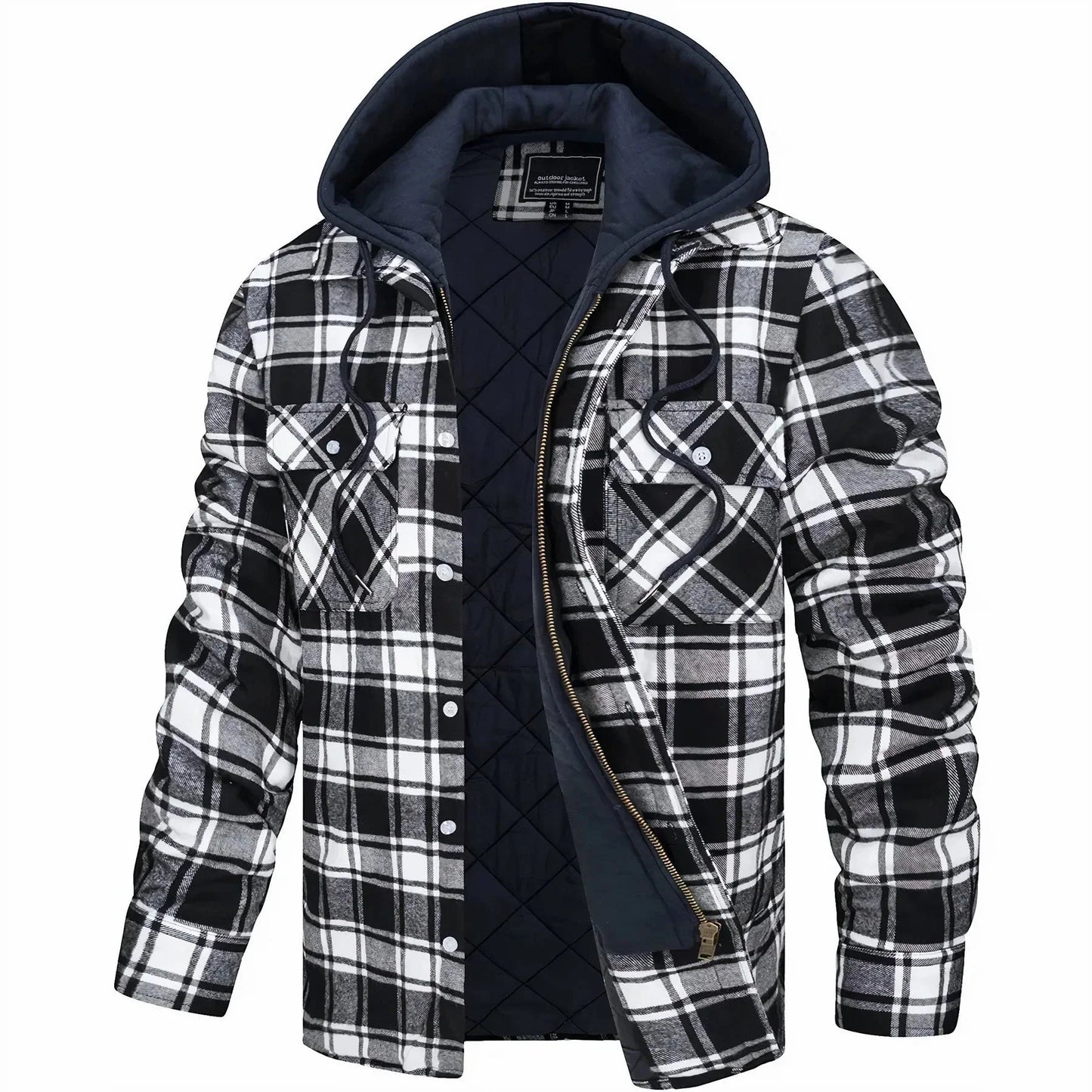 Mistify | Herren Karomuster Winterjacke mit Kapuze