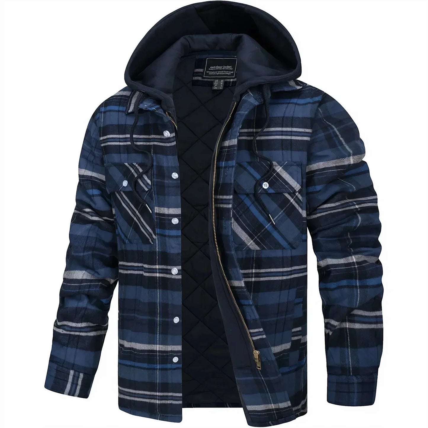 Mistify | Herren Karomuster Winterjacke mit Kapuze