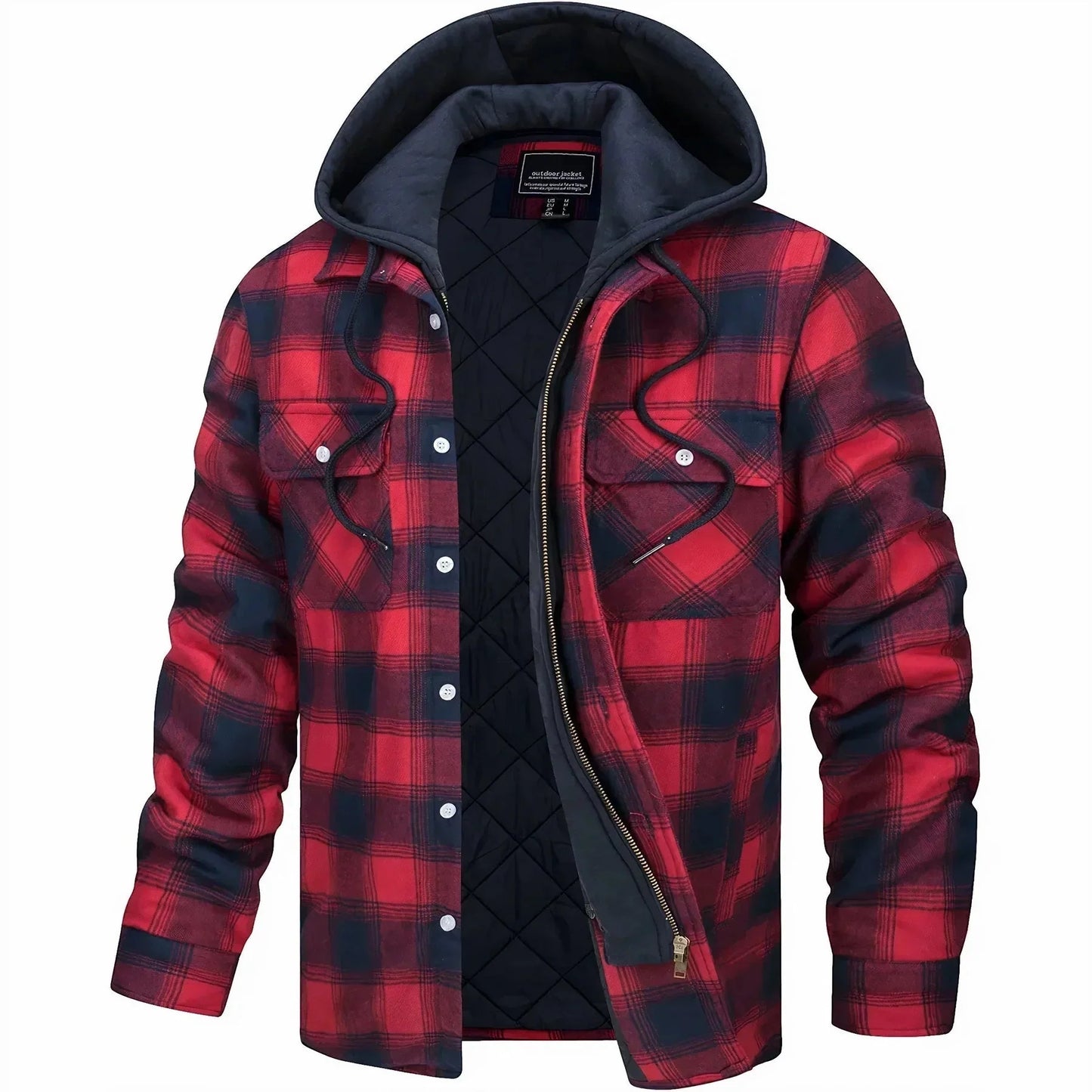 Mistify | Herren Karomuster Winterjacke mit Kapuze