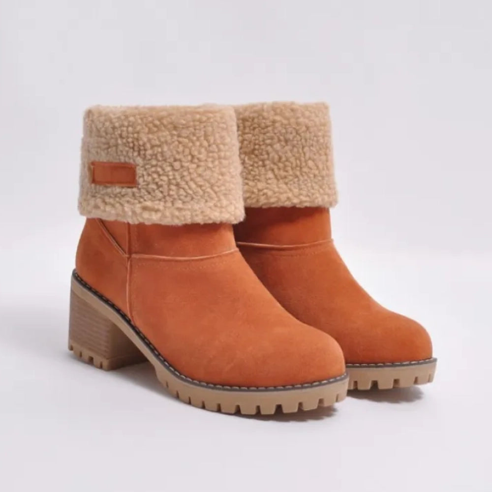 Ember Tan Suede Ankle Boots Damen mit Lammfell & Rutschfester Sohle