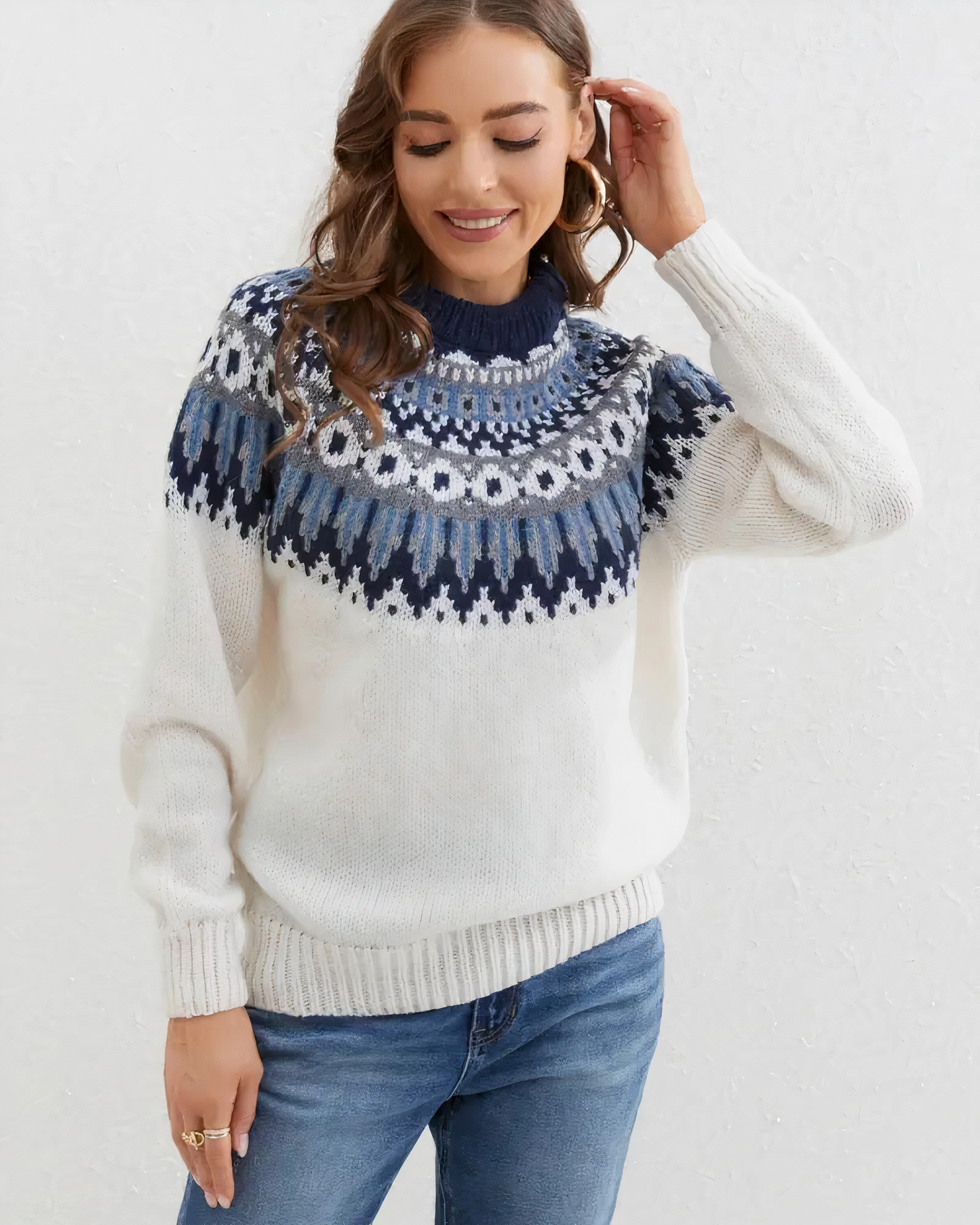 Nerisa | Strickrollkragenpullover mit stylischem Print