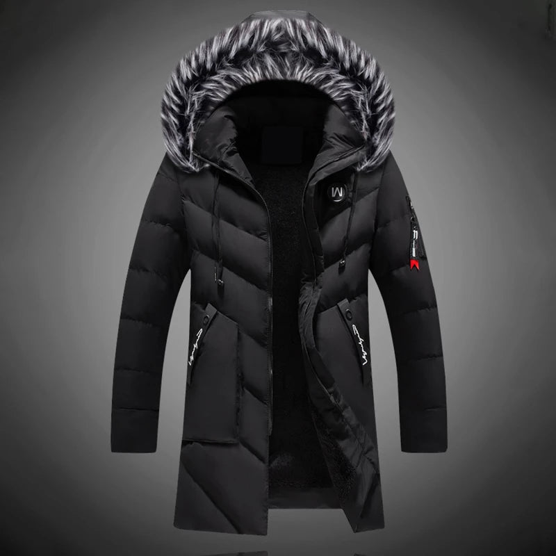 Warmthix | Langer Herren-Wintermantel mit Kapuze