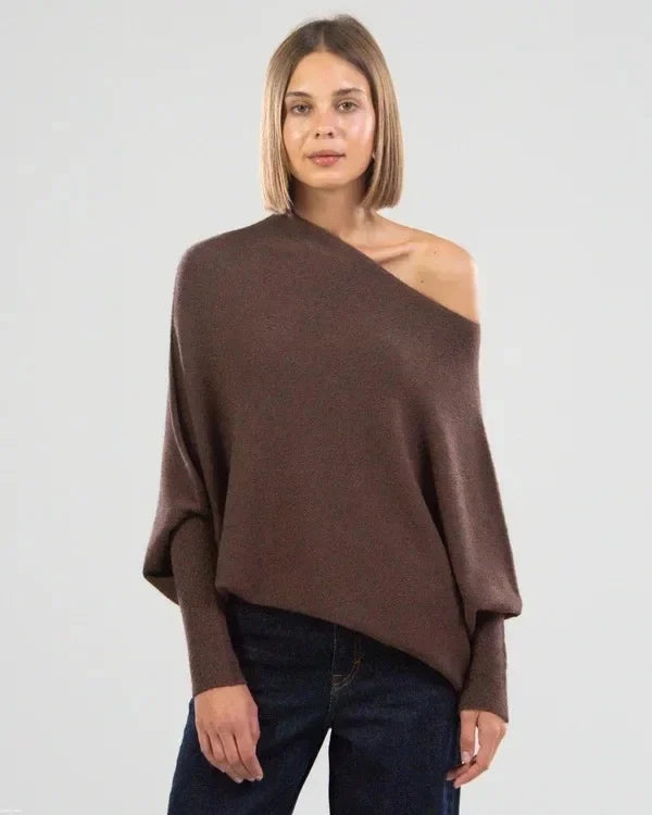 Valentina | Damen Off-Shoulder Pullover – Stilvolles asymmetrisches Design für jeden Anlass