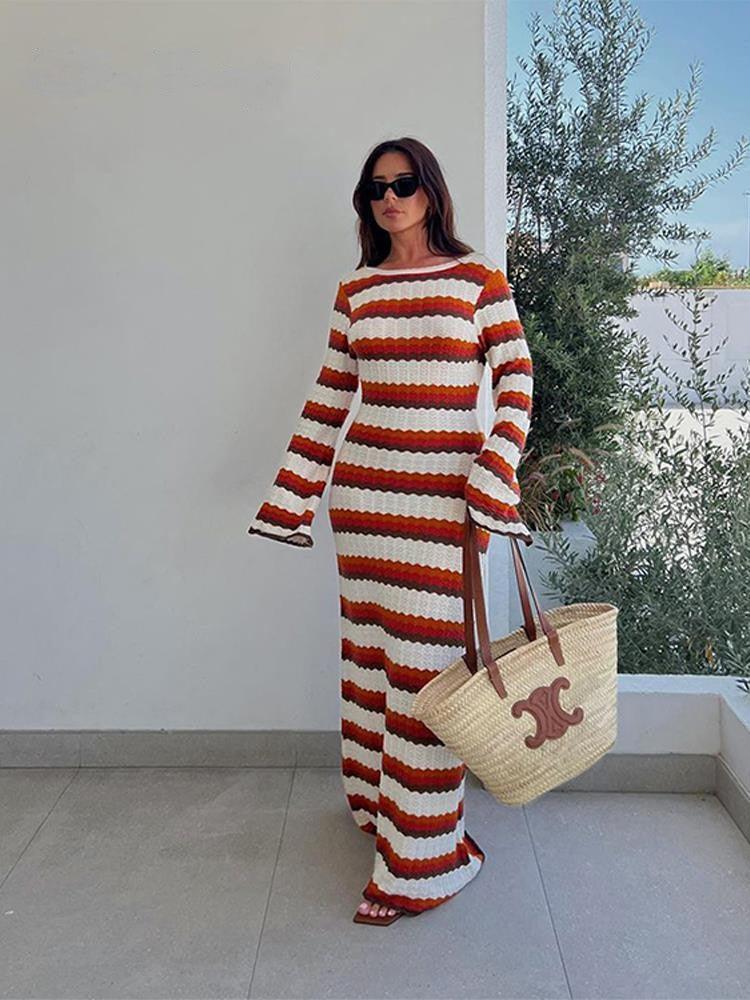 Serena | Schlank und stilvolles gestreiftes, figurbetontes Kleid