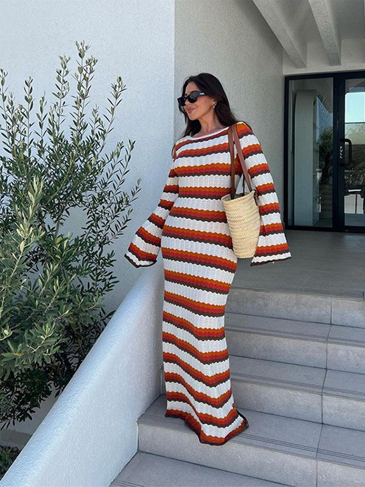 Serena | Schlank und stilvolles gestreiftes, figurbetontes Kleid