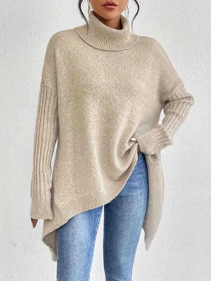 FrostEdge | Stylischer Rollkragenpullover mit abfallendem Saum