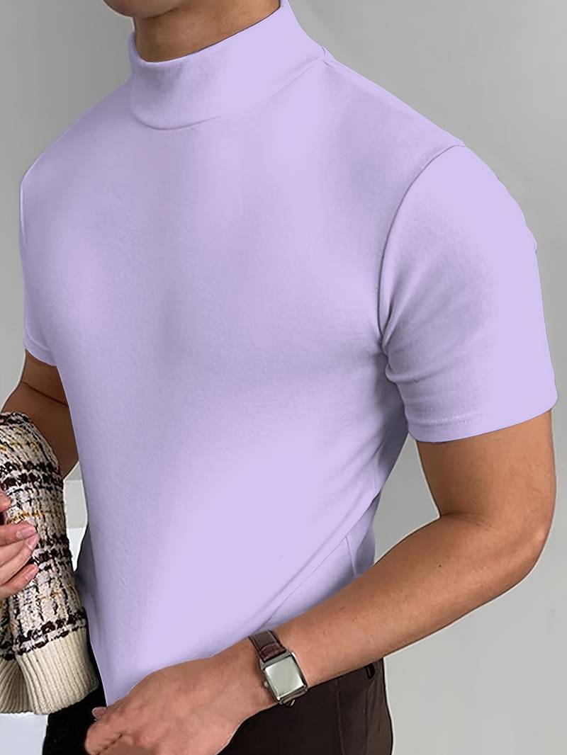 Glamora | Anspruchsvolles T-Shirt mit hohem Kragen und schmaler Passform