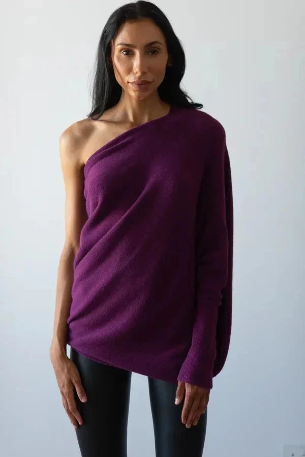 Valentina | Damen Off-Shoulder Pullover – Stilvolles asymmetrisches Design für jeden Anlass