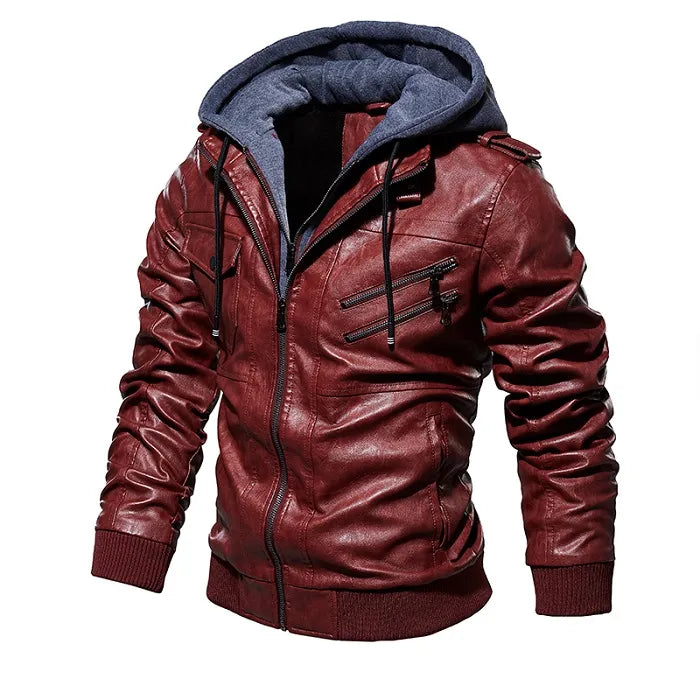 Talon | Robuste Herren-Motorradjacke aus Leder mit Kapuze