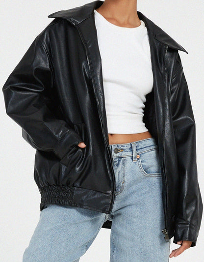 Cottura | Oversized Lederjacke für Damen – Stilvolles, Lockeres Design