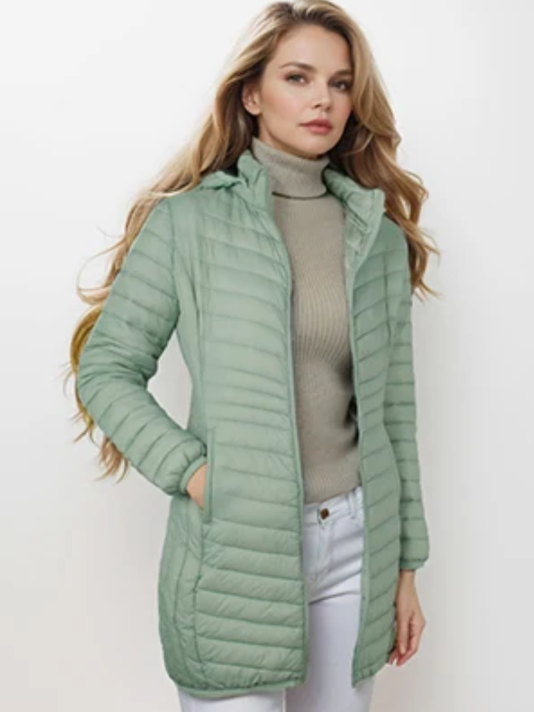 CozyLuxe | Damen Winterjacke mit Kapuze – Leichte, Schlanke Passform und Daunenfüllung für optimalen Komfort