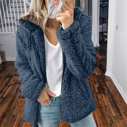 EasyWear | Kuscheliger Teddyfell-Wollmantel mit Kapuze