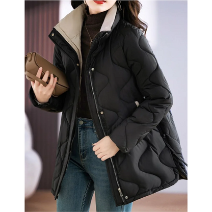 Mova | Damen Lange Daunenjacke mit Stehkragen und Reißverschluss